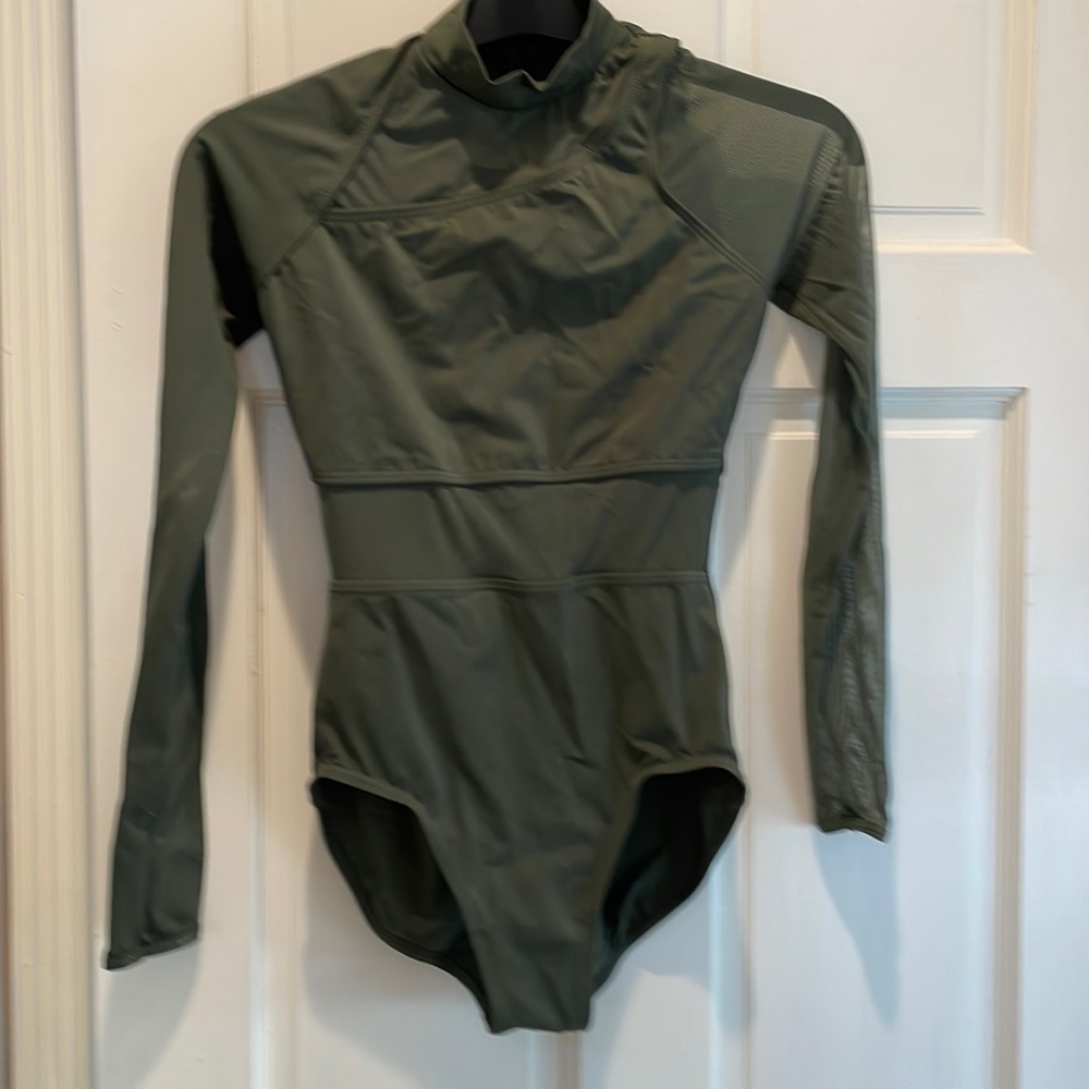 Green dance costume leotard adult small